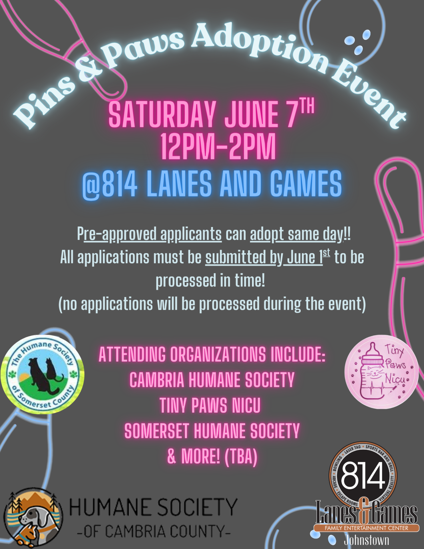 Pins & Paws Adoption Event - Humane Society of Cambria County PA